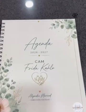 Agenda blanca con hojas verdes para el CAM Frida Kahlo, ciclo 2026-2027